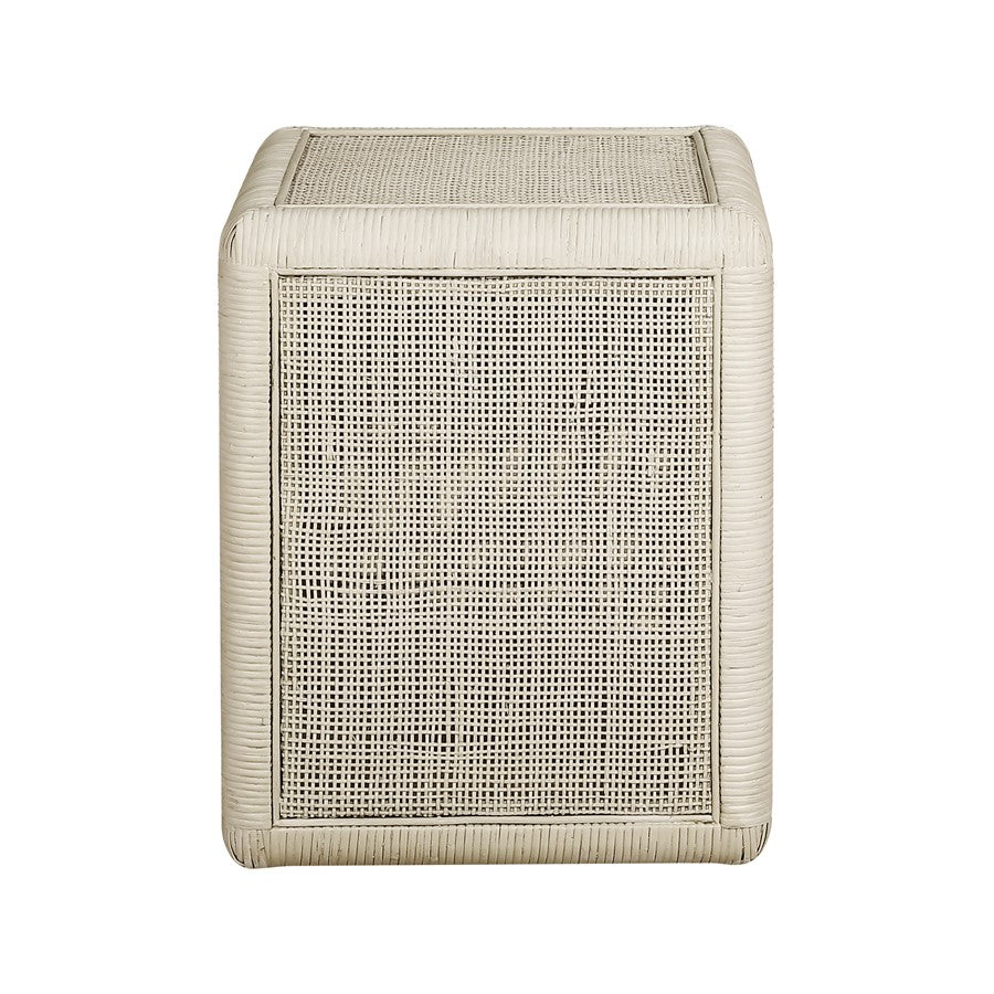 Atlas Lighting Oneka 16in Accent Table | Shoji White Cane and Wood | Living Room & Entryway | 16 x 16 x 20 in | Model TA11133-01