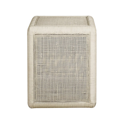 Atlas Lighting Oneka 16in Accent Table | Shoji White Cane and Wood | Living Room & Entryway | 16 x 16 x 20 in | Model TA11133-01