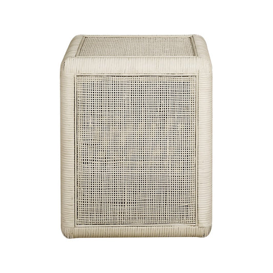 Atlas Lighting Oneka 16in Accent Table | Shoji White Cane and Wood | Living Room & Entryway | 16 x 16 x 20 in | Model TA11133-01