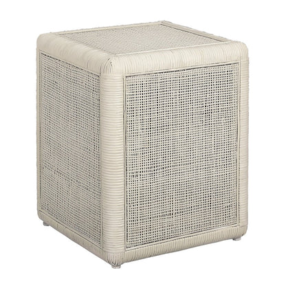 Atlas Lighting Oneka 16in Accent Table | Shoji White Cane and Wood | Living Room & Entryway | 16 x 16 x 20 in | Model TA11133-01
