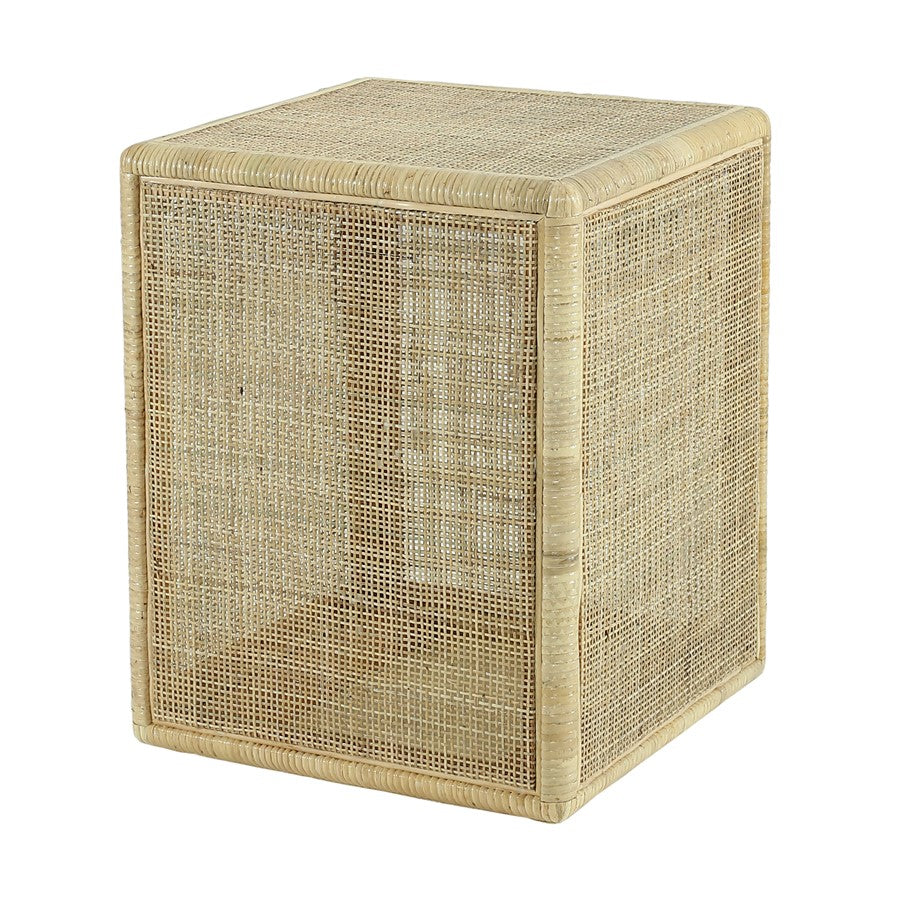 Atlas Lighting Oneka 16in Accent Table | Natural Cane and Wood | Living Room & Entryway | 16 x 16 x 20 in | Model TA11133-02