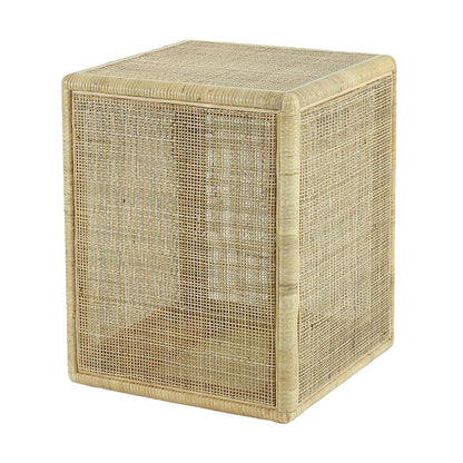 Atlas Lighting Oneka 16in Accent Table | Natural Cane and Wood | Living Room & Entryway | 16 x 16 x 20 in | Model TA11133-02