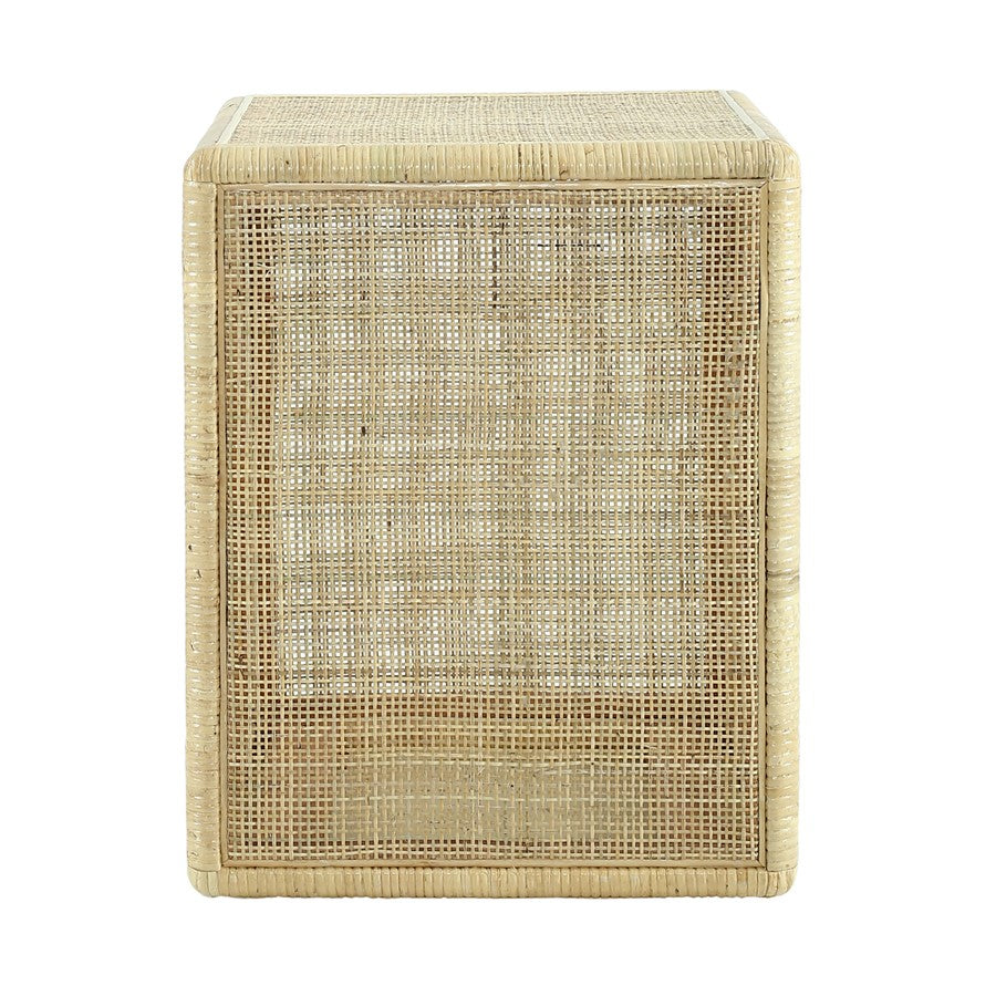 Atlas Lighting Oneka 16in Accent Table | Natural Cane and Wood | Living Room & Entryway | 16 x 16 x 20 in | Model TA11133-02