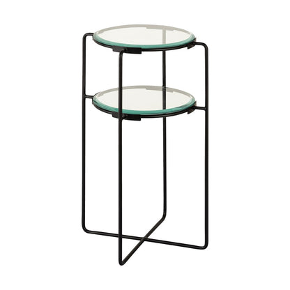 Atlas Lighting Oscar 14in Accent Table | Black Metal and Clear Glass | Living Room & Bedroom | 14 x 14 x 24 in | Model TA11134-01