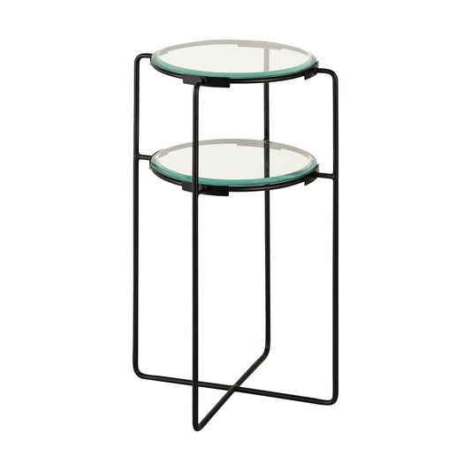 Atlas Lighting Oscar 14in Accent Table | Black Metal and Clear Glass | Living Room & Bedroom | 14 x 14 x 24 in | Model TA11134-01