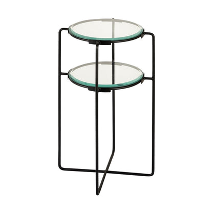 Atlas Lighting Oscar 14in Accent Table | Black Metal and Clear Glass | Living Room & Bedroom | 14 x 14 x 24 in | Model TA11134-01