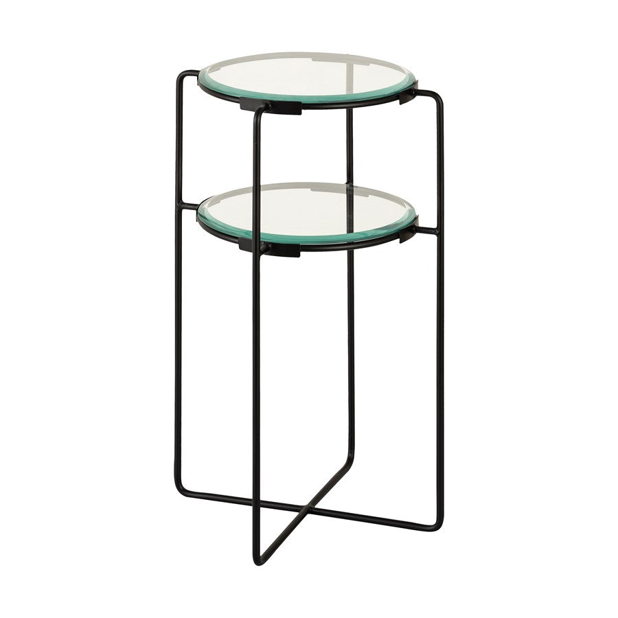 Atlas Lighting Oscar 14in Accent Table | Black Metal and Clear Glass | Living Room & Bedroom | 14 x 14 x 24 in | Model TA11134-01
