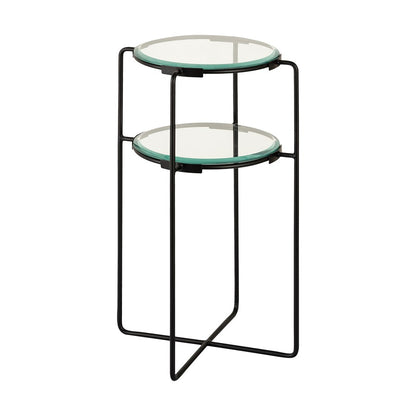 Atlas Lighting Oscar 14in Accent Table | Black Metal and Clear Glass | Living Room & Bedroom | 14 x 14 x 24 in | Model TA11134-01