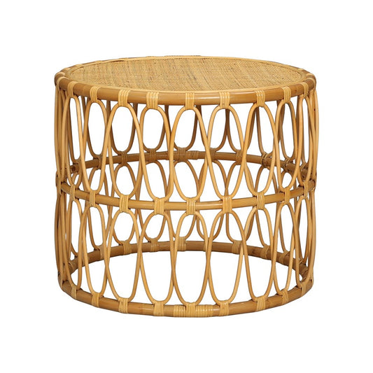 Atlas Lighting Pala 24in Round Accent Table | Natural Rattan & Woven Cane | Living Room & Bedroom Side Table | 24 x 24 x 20 in | Model TA11136-01