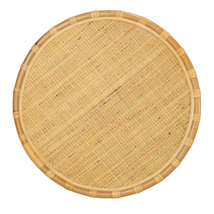 Atlas Lighting Pala 24in Round Accent Table | Natural Rattan & Woven Cane | Living Room & Bedroom Side Table | 24 x 24 x 20 in | Model TA11136-01