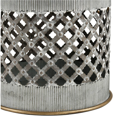 Atlas Lighting Parla Set of 2 Accent Tables | Galvanized Metal & Wood | Living Room & Bedroom Side Tables | 18 x 18 x 18 in | Model TA11138-01S