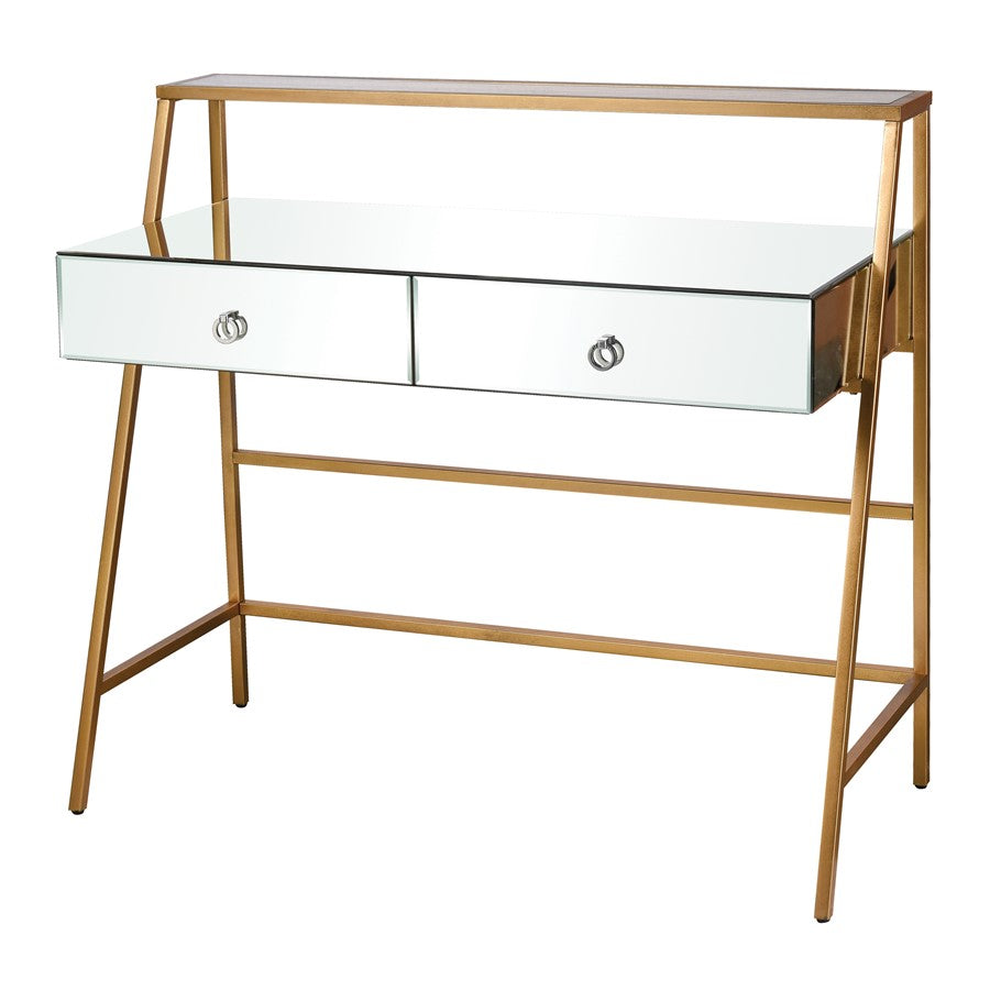 Atlas Lighting Peerage 44in Console Table | Gold Leaf Metal & Mirror Glass | Entryway & Living Room Accent | 44 x 20 x 37 in | Model TA11140-01