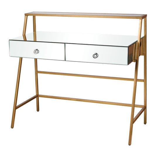 Atlas Lighting Peerage 44in Console Table | Gold Leaf Metal & Mirror Glass | Entryway & Living Room Accent | 44 x 20 x 37 in | Model TA11140-01