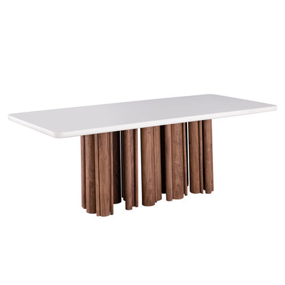 Atlas Pier 82in Dining Table | Medium Acacia Wood with Ivory Top | Dining Room & Kitchen | 82 x 36 x 30 in | Model TA11143-01