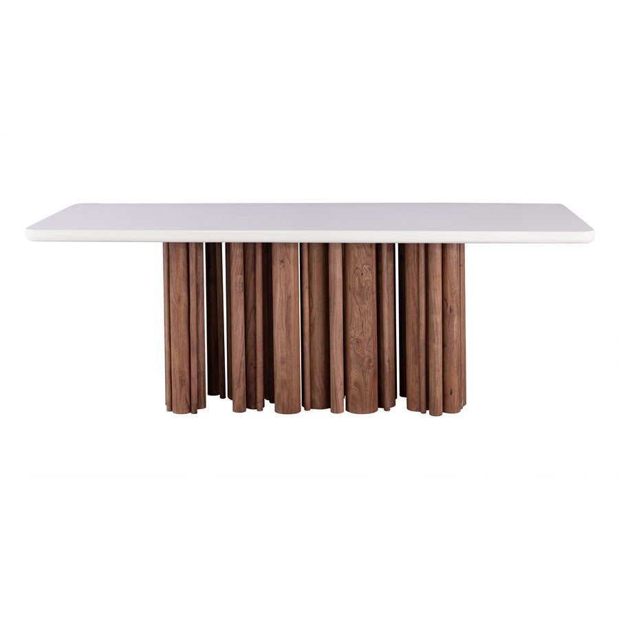 Atlas Pier 82in Dining Table | Medium Acacia Wood with Ivory Top | Dining Room & Kitchen | 82 x 36 x 30 in | Model TA11143-01