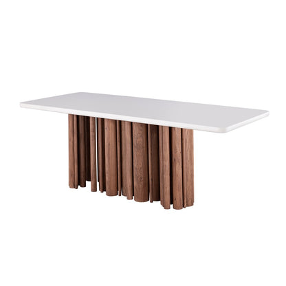 Atlas Pier 82in Dining Table | Medium Acacia Wood with Ivory Top | Dining Room & Kitchen | 82 x 36 x 30 in | Model TA11143-01