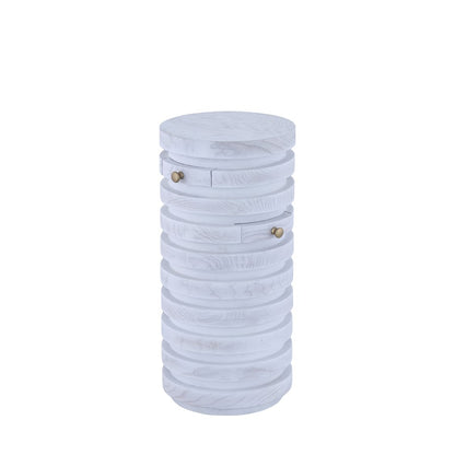 Atlas Prospect 12in Accent Table | White Ash Burl Wood with Satin Brass | Living Room & Bedroom | 12 x 12 x 25 in | Model TA11149-01
