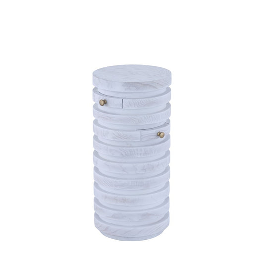 Atlas Prospect 12in Accent Table | White Ash Burl Wood with Satin Brass | Living Room & Bedroom | 12 x 12 x 25 in | Model TA11149-01