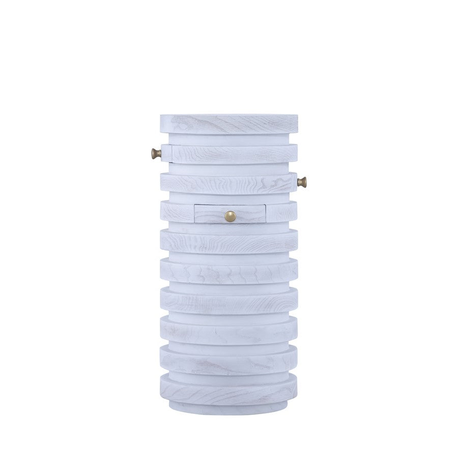 Atlas Prospect 12in Accent Table | White Ash Burl Wood with Satin Brass | Living Room & Bedroom | 12 x 12 x 25 in | Model TA11149-01