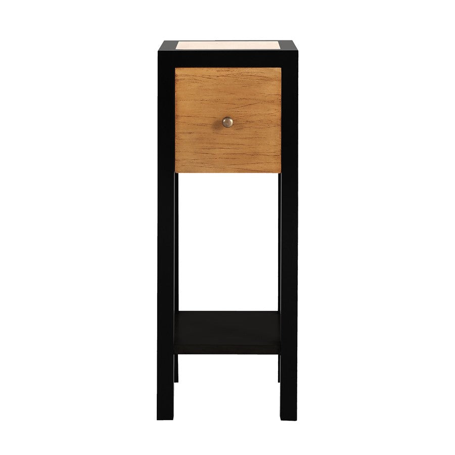 Atlas Renwood 10in Accent Table | Natural Wood with Black Trim | Living Room & Bedroom | 10 x 10 x 27 in | Model TA11153-01