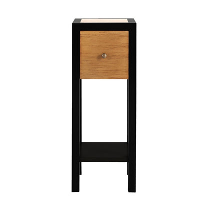 Atlas Renwood 10in Accent Table | Natural Wood with Black Trim | Living Room & Bedroom | 10 x 10 x 27 in | Model TA11153-01