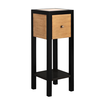 Atlas Renwood 10in Accent Table | Natural Wood with Black Trim | Living Room & Bedroom | 10 x 10 x 27 in | Model TA11153-01