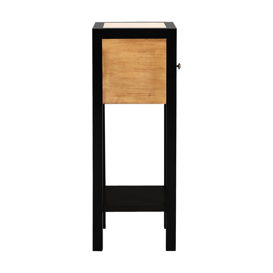 Atlas Renwood 10in Accent Table | Natural Wood with Black Trim | Living Room & Bedroom | 10 x 10 x 27 in | Model TA11153-01