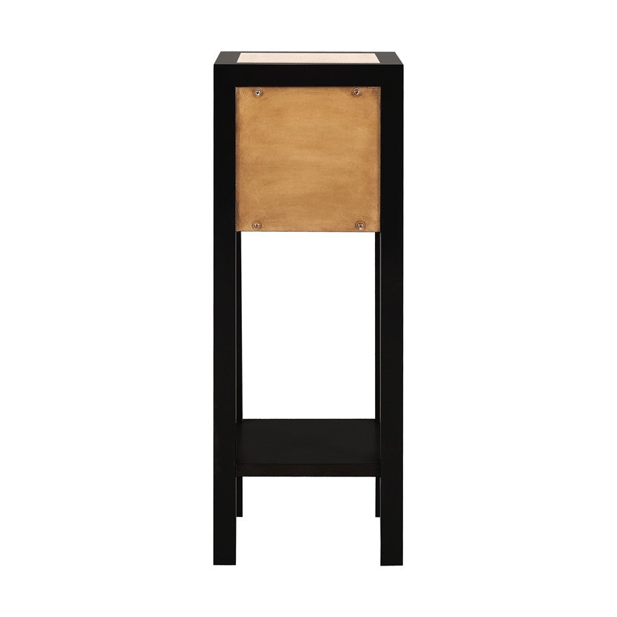 Atlas Renwood 10in Accent Table | Natural Wood with Black Trim | Living Room & Bedroom | 10 x 10 x 27 in | Model TA11153-01
