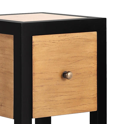 Atlas Renwood 10in Accent Table | Natural Wood with Black Trim | Living Room & Bedroom | 10 x 10 x 27 in | Model TA11153-01