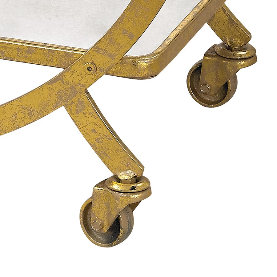 Atlas Lighting Ring 28in Bar Cart | Modern Gold Metal and Antique Mercury Glass | Living Room & Kitchen Entertaining | Model TA11155-01