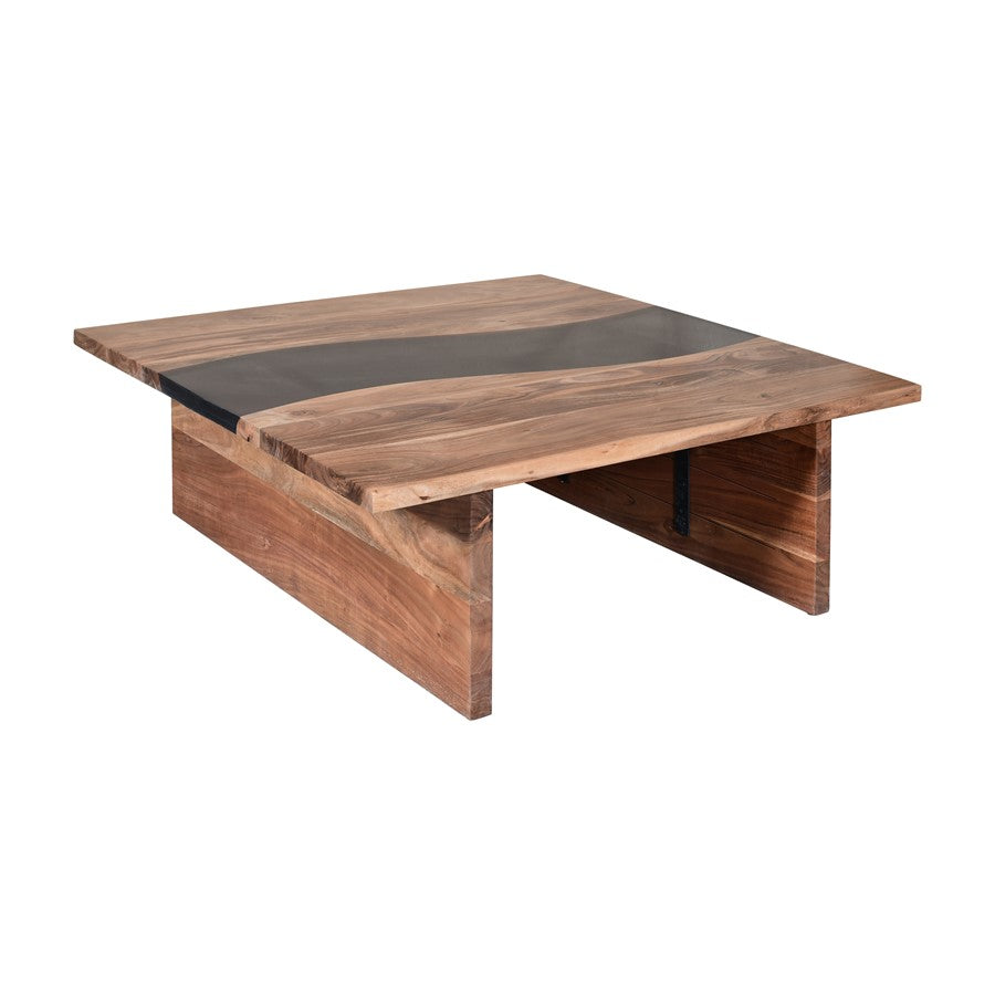 Atlas Lighting River Wood 48in Coffee Table | Natural Acacia Wood and Brown Composite | Living Room & Coastal Seating Area | Model TA11157-01