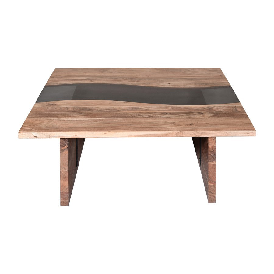 Atlas Lighting River Wood 48in Coffee Table | Natural Acacia Wood and Brown Composite | Living Room & Coastal Seating Area | Model TA11157-01