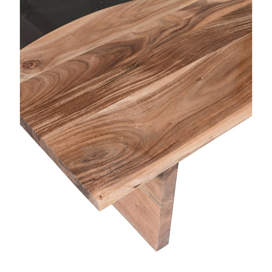 Atlas Lighting River Wood 48in Coffee Table | Natural Acacia Wood and Brown Composite | Living Room & Coastal Seating Area | Model TA11157-01