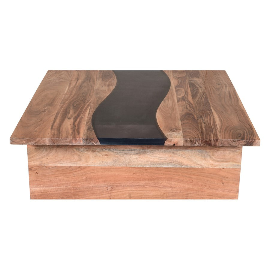 Atlas Lighting River Wood 48in Coffee Table | Natural Acacia Wood and Brown Composite | Living Room & Coastal Seating Area | Model TA11157-01