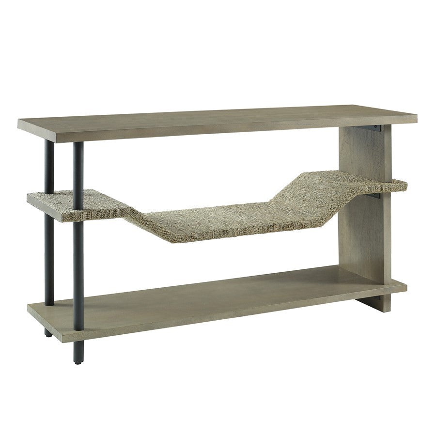 Atlas Lighting Riverview 54in Console Table | Graywash Wood and Natural Palm Rope | Entryway & Living Room Storage | Model TA11160-01