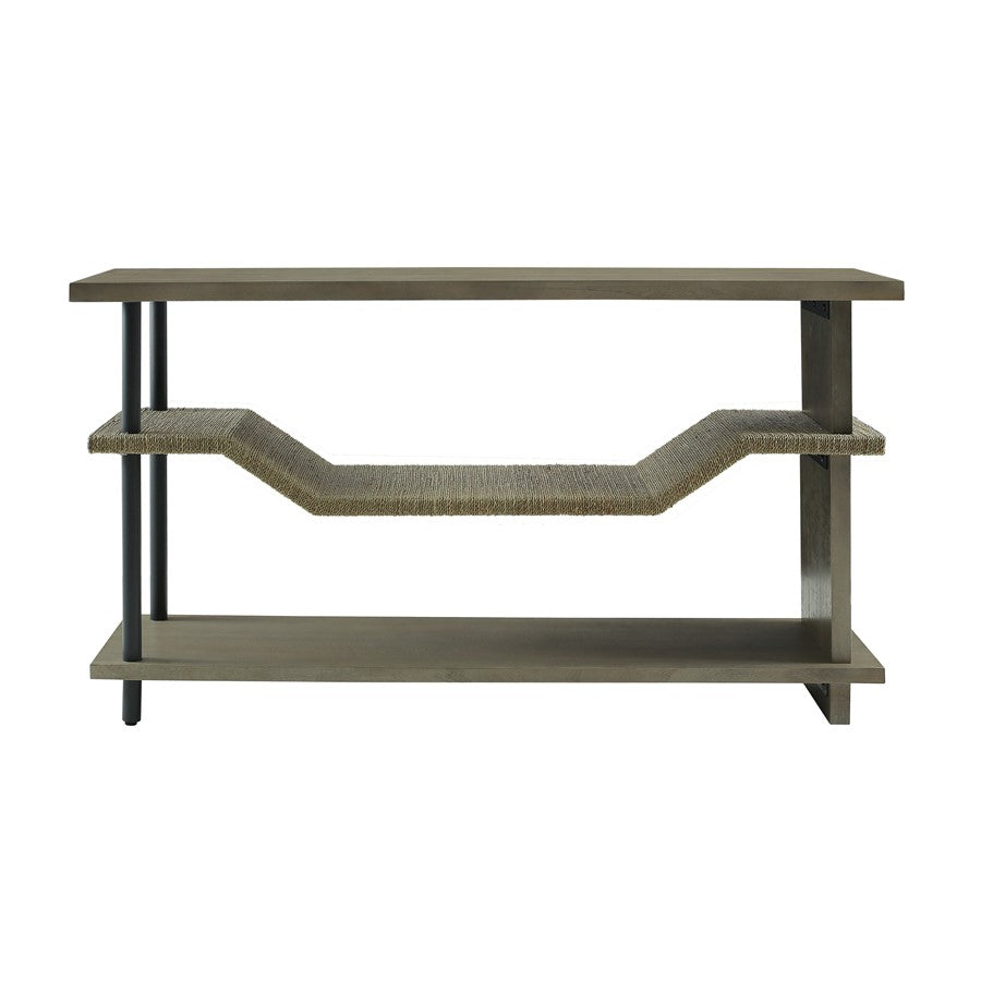 Atlas Lighting Riverview 54in Console Table | Graywash Wood and Natural Palm Rope | Entryway & Living Room Storage | Model TA11160-01