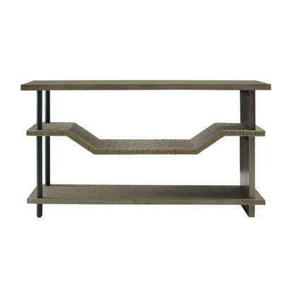 Atlas Lighting Riverview 54in Console Table | Graywash Wood and Natural Palm Rope | Entryway & Living Room Storage | Model TA11160-01