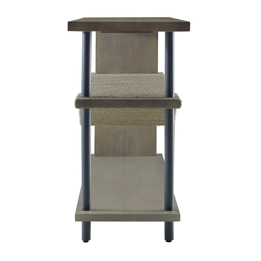 Atlas Lighting Riverview 54in Console Table | Graywash Wood and Natural Palm Rope | Entryway & Living Room Storage | Model TA11160-01