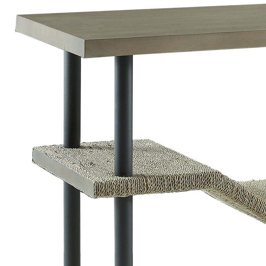 Atlas Lighting Riverview 54in Console Table | Graywash Wood and Natural Palm Rope | Entryway & Living Room Storage | Model TA11160-01