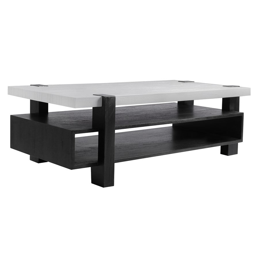 Atlas Lighting Riviera 54in Coffee Table | Checkmate Black Wood and White Top | Modern Living Room & Seating Area | 54 x 27 x 18 in | Model TA11161-01