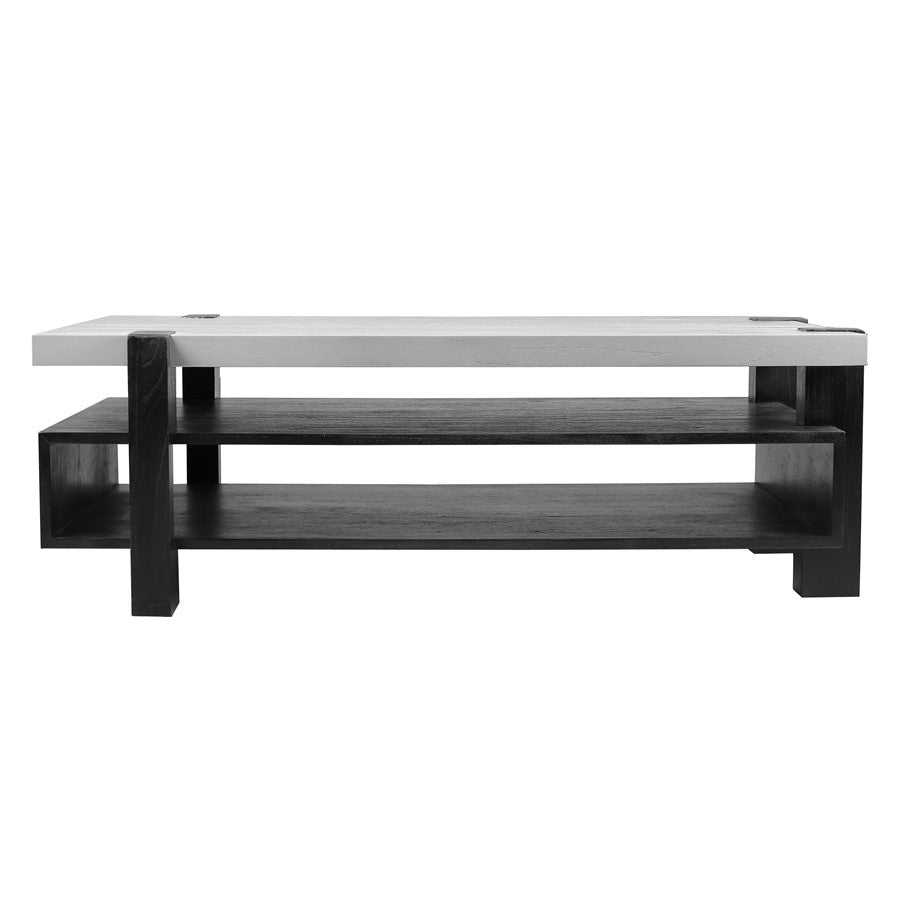 Atlas Lighting Riviera 54in Coffee Table | Checkmate Black Wood and White Top | Modern Living Room & Seating Area | 54 x 27 x 18 in | Model TA11161-01