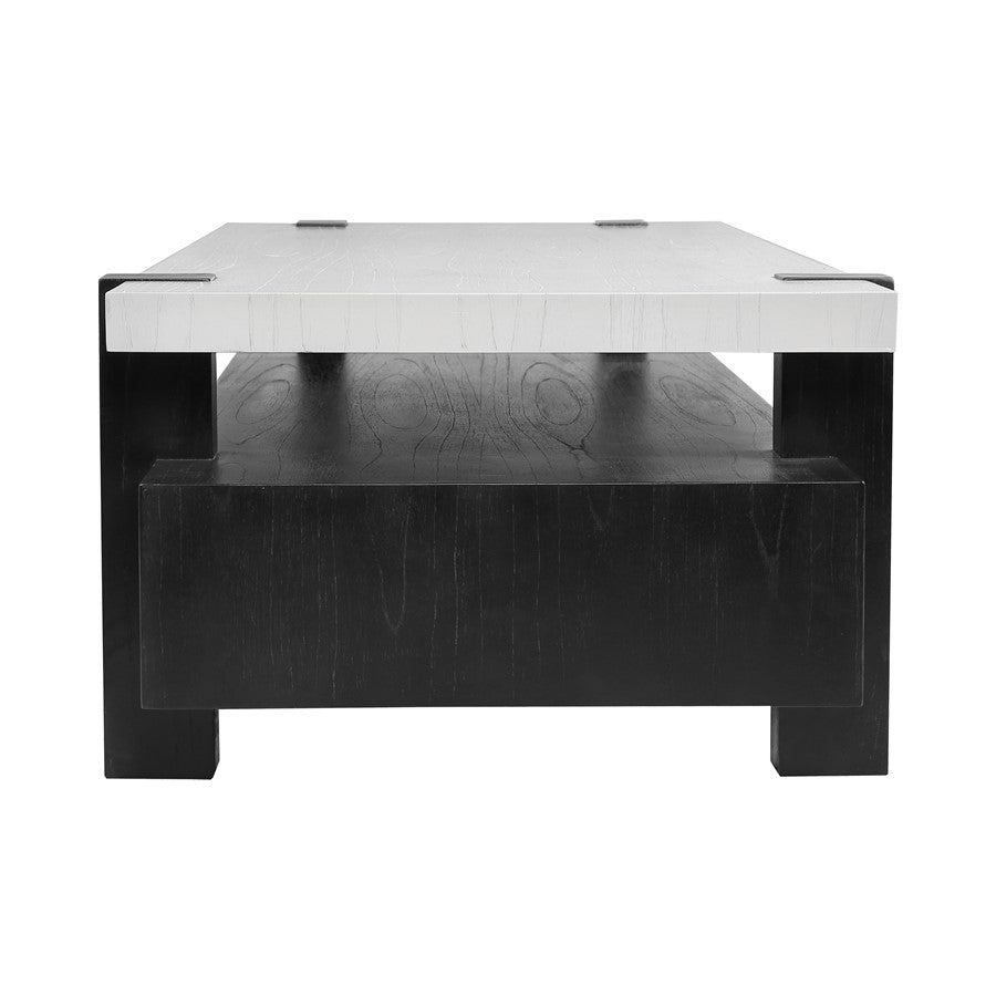 Atlas Lighting Riviera 54in Coffee Table | Checkmate Black Wood and White Top | Modern Living Room & Seating Area | 54 x 27 x 18 in | Model TA11161-01