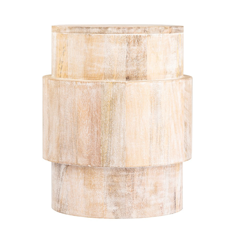 Atlas Lighting Robbins 18in Round Accent Table | Transitional Whitewash Wood | Living Room & Bedroom Side Table | 18 x 15 x 18 in | Model TA11162-01