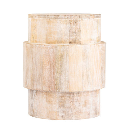 Atlas Lighting Robbins 18in Round Accent Table | Transitional Whitewash Wood | Living Room & Bedroom Side Table | 18 x 15 x 18 in | Model TA11162-01