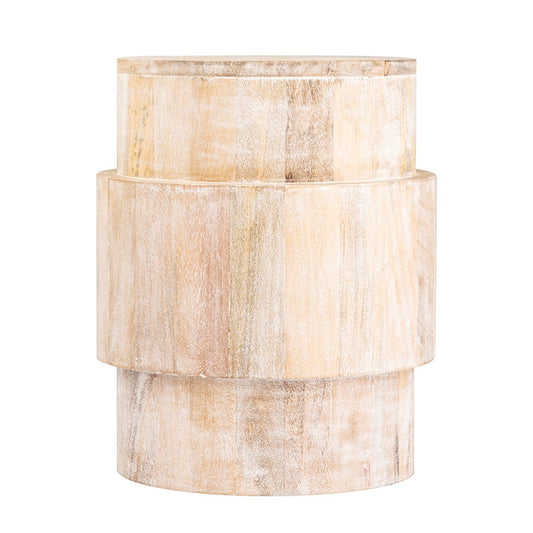 Atlas Lighting Robbins 18in Round Accent Table | Transitional Whitewash Wood | Living Room & Bedroom Side Table | 18 x 15 x 18 in | Model TA11162-01