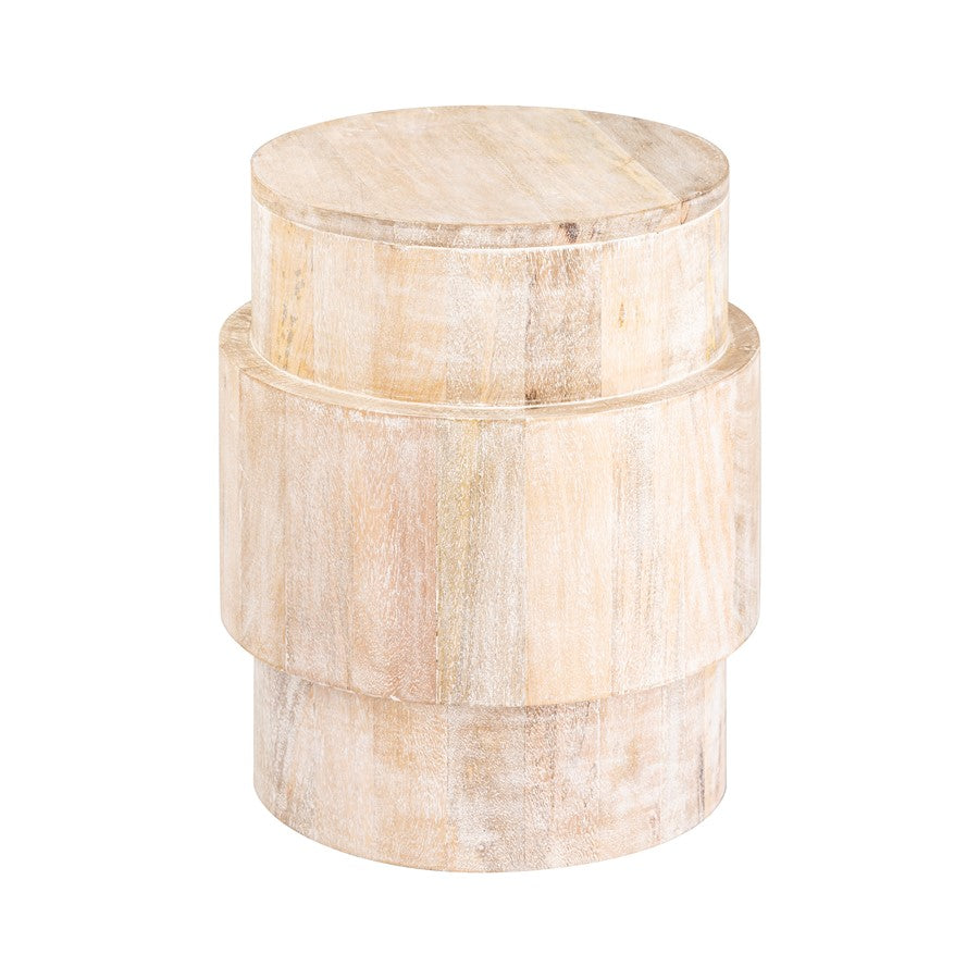 Atlas Lighting Robbins 18in Round Accent Table | Transitional Whitewash Wood | Living Room & Bedroom Side Table | 18 x 15 x 18 in | Model TA11162-01