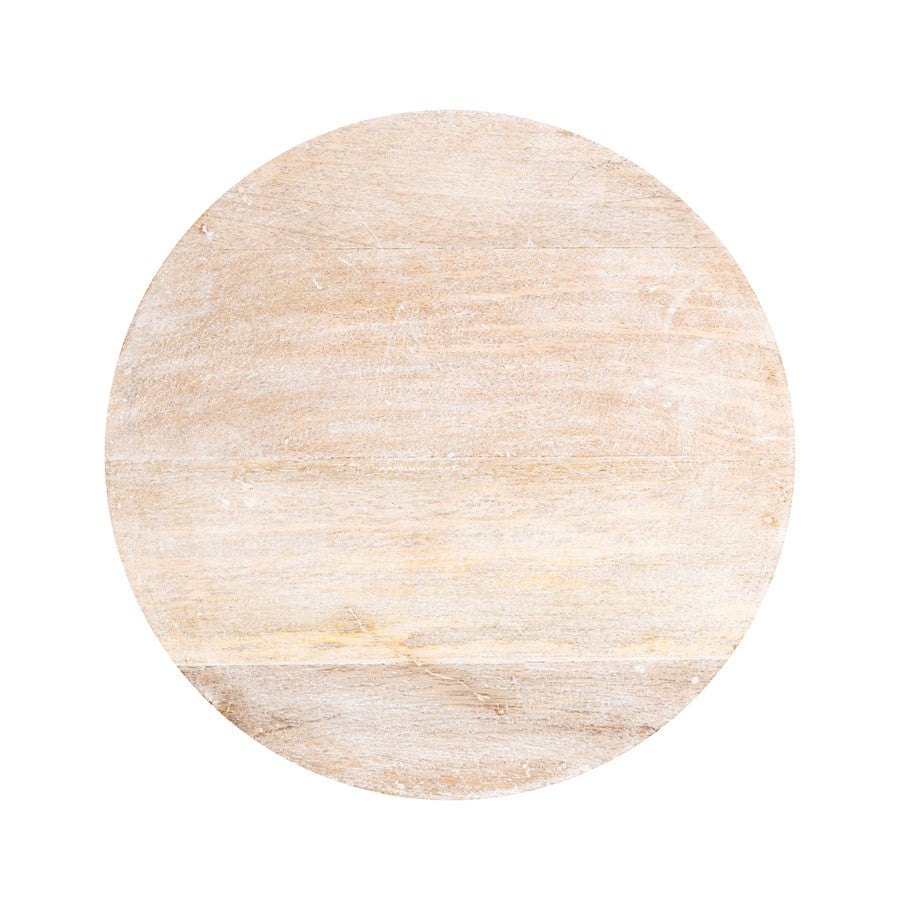 Atlas Lighting Robbins 18in Round Accent Table | Transitional Whitewash Wood | Living Room & Bedroom Side Table | 18 x 15 x 18 in | Model TA11162-01