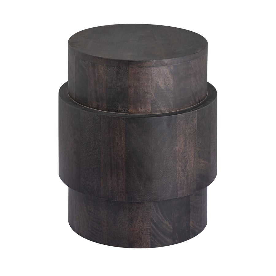 Atlas Lighting Robbins 18in Round Accent Table | Transitional Blackwash Wood | Living Room & Bedroom Side Table | 18 x 15 x 18 in | Model TA11162-02