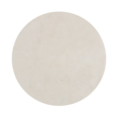 Atlas Lighting Rowe 12in Round Accent Table | Transitional Aged Brass Metal & White Stone | Living Room & Bedroom Side Table | Model TA11164-01
