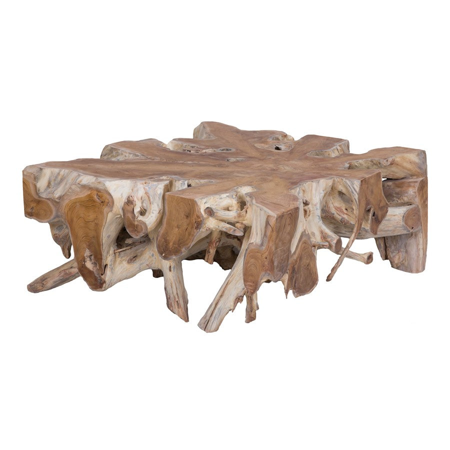 Atlas Lighting Teak Starburst 46in Coffee Table | Natural Wood Transitional | Living Room & Family Room Centerpiece | Model TA11192-01
